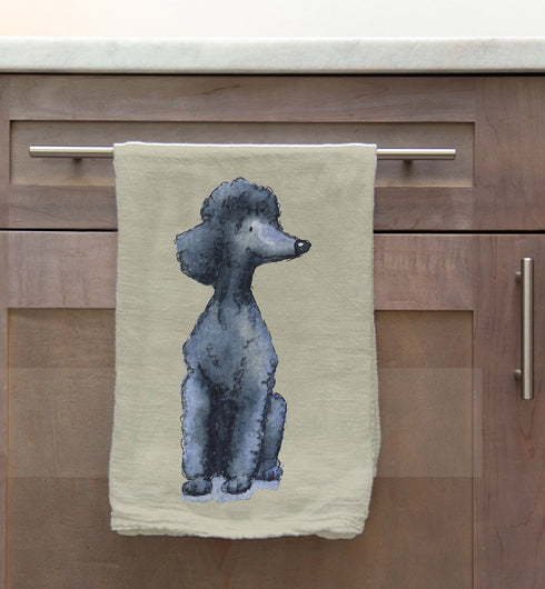 Poodle Black Tea Towel